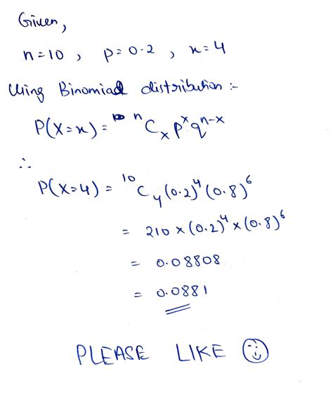 Solved A Binomial Probability Experiment Is Conducted With The Given