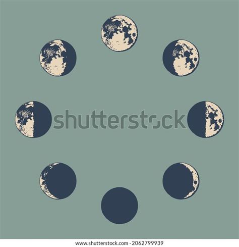 Moon Moon Phases Modern Colors Contemporary Stock Vector (Royalty Free ...