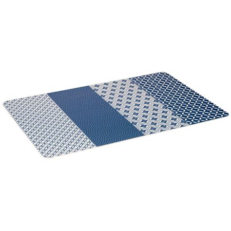 Set De Table Plastique Motif Graphique Bleu Et Blanc X Cm