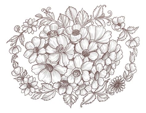 Hand Drawn Floral Sketch Design 1330180 Vector Art At Vecteezy