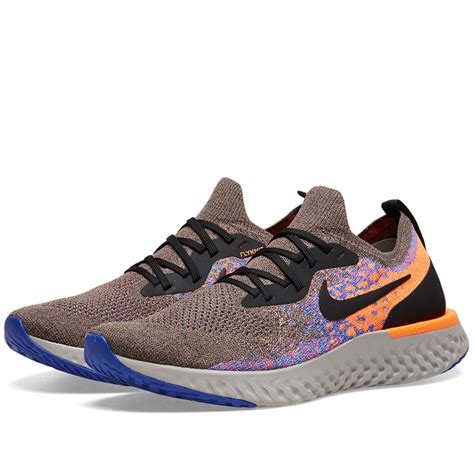 Nike Epic React Flyknit Brown, Black, Orange & Blue | END.