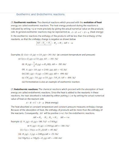 Endothermic Reaction 5 Examples How To Identify Pdf