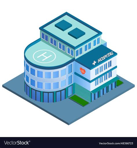 Hospital building isometric Royalty Free Vector Image