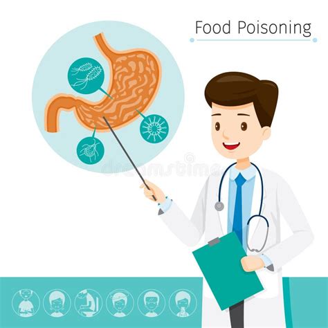 Doctor Describes About Cause To Stomachache And Food Poisoning Stock Vector Illustration Of