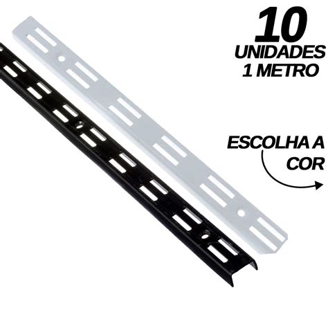 10 Trilho Cremalheira Para Suporte De Prateleira Duplo Branco E Preto 1