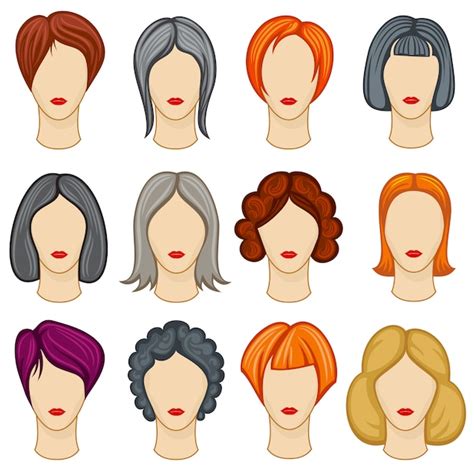 Colecci N De Peinados Vector De Pelo De Dibujos Animados De Mujeres