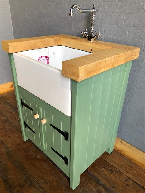 Freestanding Belfast Butler Sink Unit With Pine Top Handmade Kitchen