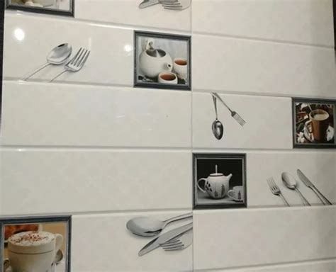 Ceramic Matte Vitrified White Printed Kitchen Wall Tiles X Inches