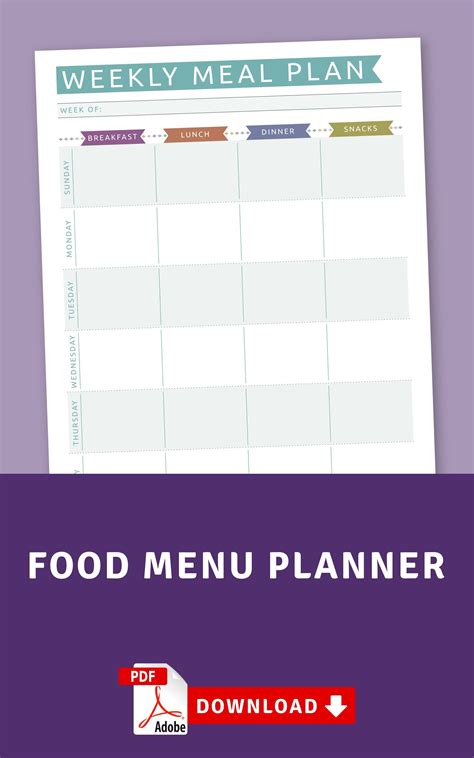 Meal Planner Printable Weekly Menu Planner With Grocery List Etsy Weekly Menu Planners