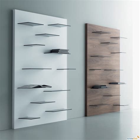 Minimalism And Pureness Walnut And White Wall Bookshelves With Glass