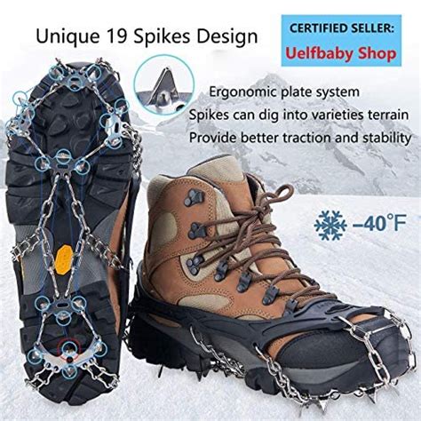 Uelfbaby Crampons Upgraded Spikes Ice Snow Grips Traction Cleats