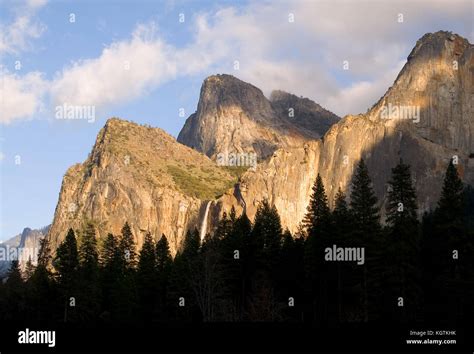 Bridal Veils Fall, Yosemite National Park at sunset Stock Photo - Alamy