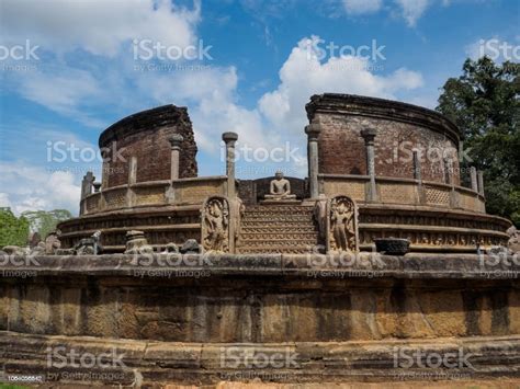 The Ancient Sitting Buddha Statue At Vatadage Temple In Polonnaruwa