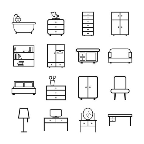 Furniture Icons Set Flat Vector Illustration On White Background