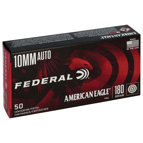 Federal American Eagle 10mm 180 Grain Fmj Ammunition 50 Rounds