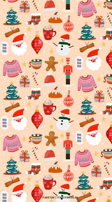 Preppy Christmas Wallpaper Ideas Pink Sweater Pudding Santa I