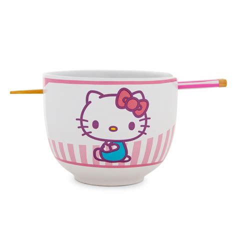 Sanrio Hello Kitty Tokyo Pink Stripes Ramen Bowl with Chopsticks - Walmart.com