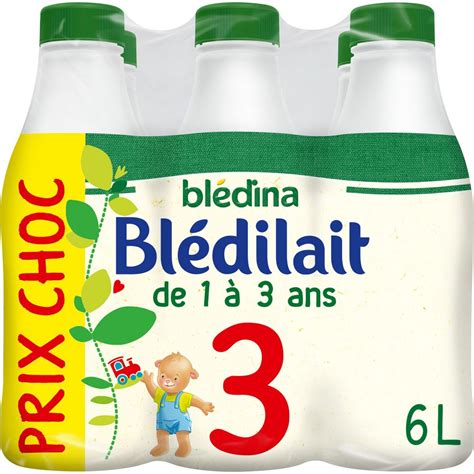 BLEDINA Blédilait Lait de croissance liquide dès 12 mois 6x1l pas cher