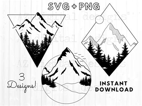 Geometric Mountains Svg Mountain Svg Outline Camping Etsy