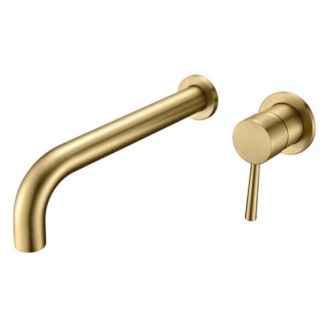 Brushed Gold Wall Mount Tub Faucet With Extra Long Spout And Valve Default Title Sumerain