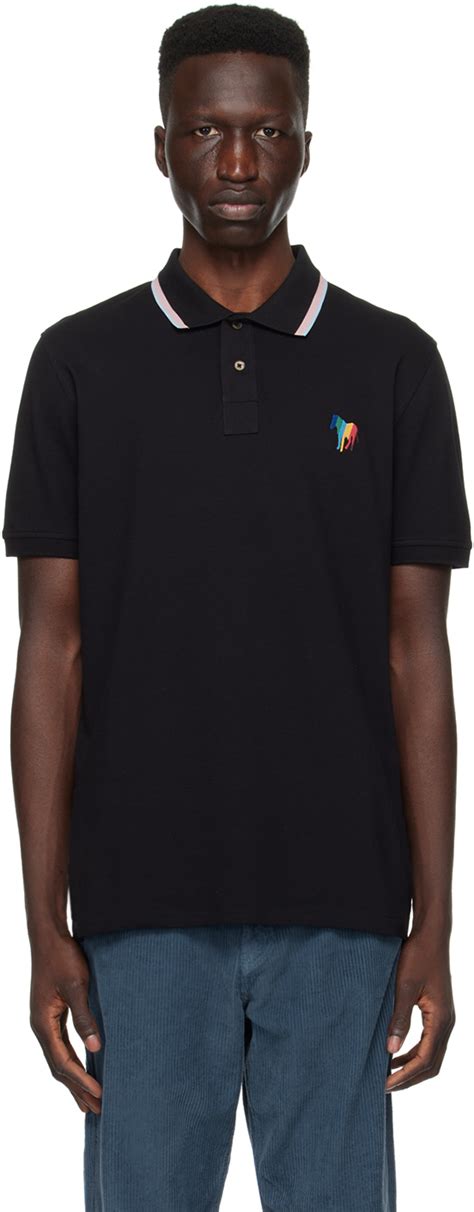 PS By Paul Smith Black Broad Stripe Zebra Polo SSENSE