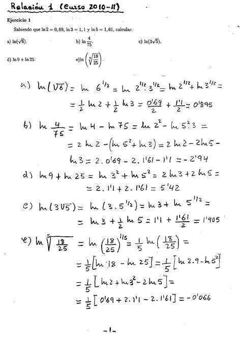 Ejercicios Resueltos Ejercicio 1 Sabiendo Que In 2 069 In 3 1 1 Y In 5 1 61 Calcular 4 B