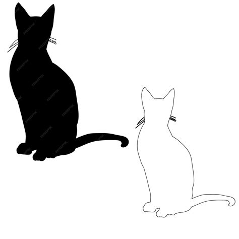 Vector silueta gato sentado | Vector Premium