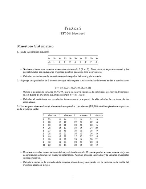 Practica 2 Muestreo 1 Practica 2 Est 244 Muestreo I Muestreo Sistematico 1 Dada La