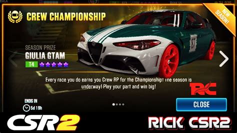 CSR Racing 2 Crew Championship Season Prize GIULIA GTAM Max Tuning And