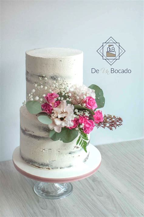 Tarta Semi Desnuda De Boda Semi Naked Wedding Floral Cake Tartas Mesa De Dulces Dulces