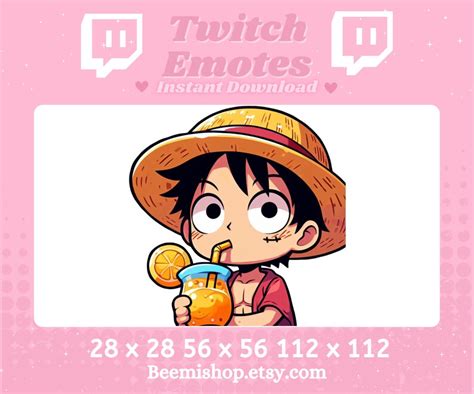 Twitch Emote Discord Emote Chibi Luffy Emotes Pirate Boy Slurping