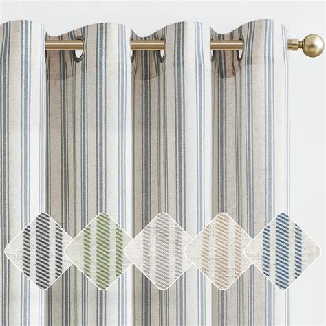 Free Shipping Curtainking Blue Striped Curtains Linen Farmhouse Living Room Curtains Ticking