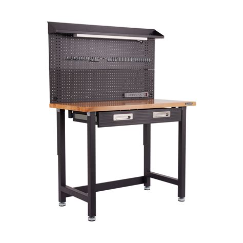 Ultrahd® Lighted Workcenter W Wood Top And Pegboard Seville Classics