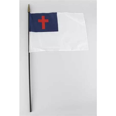 Christian Flag With Rod 12 X 18 Inches 2 Pieces Mardel 453019