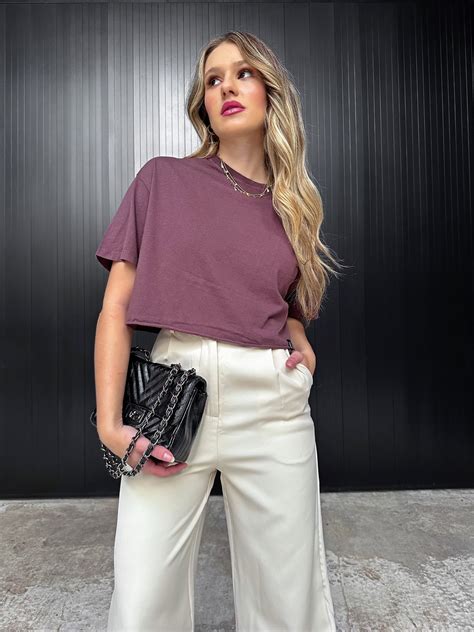 Cropped Marrom Luxo Urbano Luxo Urbano