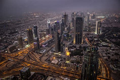 Free Photo: Aerial View of Dubai at Night, United Arab Emirates