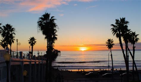 Sunset, Oceanside Beach, California Stock Photo - Image of united ...