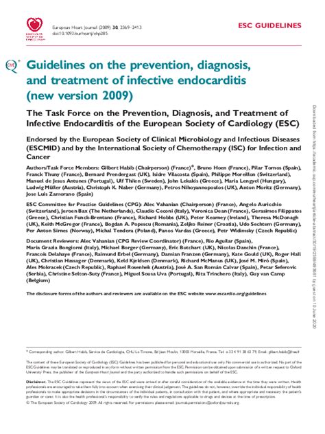 Pdf Guidelines On The Prevention Diagnosis And Treatment Of Infective Endocarditis