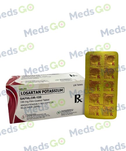 Saphlor 100 Losartan Potassium 100mg Film Coated Tablet 100s Price In