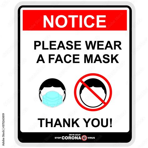 Notice Please Wear A Face Mask Poster Vector Stock Vector Adobe Stock