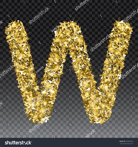 Gold Glittering Letter W Vector Shining Stock Vector Royalty Free 659856826