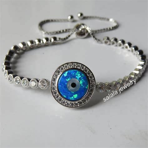 2017 New Arrival Adjustable 925 Sterling Silver Evil Eye Fire Opal