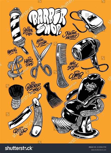 Barber Shop Poster With Scissors And Combs