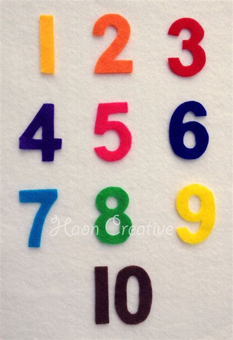 Colourful Felt Flannel Board Numbers 1 10 Or By Haoncreative