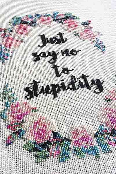 Just Say No Cross Stitch Pattern Peacock Fig