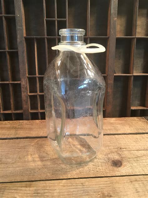 Vintage Glass Jug Milk Juice Half Gallon Retro Farmhouse Decor Etsy