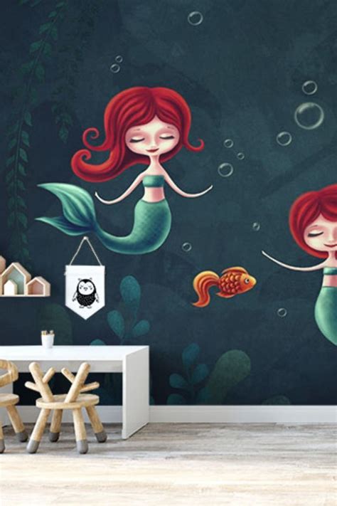 Three Underwater Mermaids Wallpaper Mural