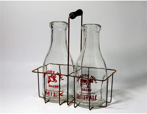 Vintage Milk Bottle Carrier Wire Basket With Milk Bottles Etsy