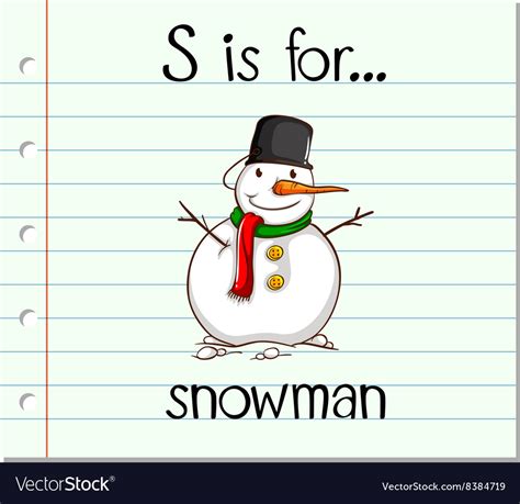 Flashcard Letter S Is For Snowman Royalty Free Vector Image