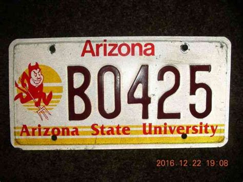 University Of Arizona Vanity License Plate Issued 1997